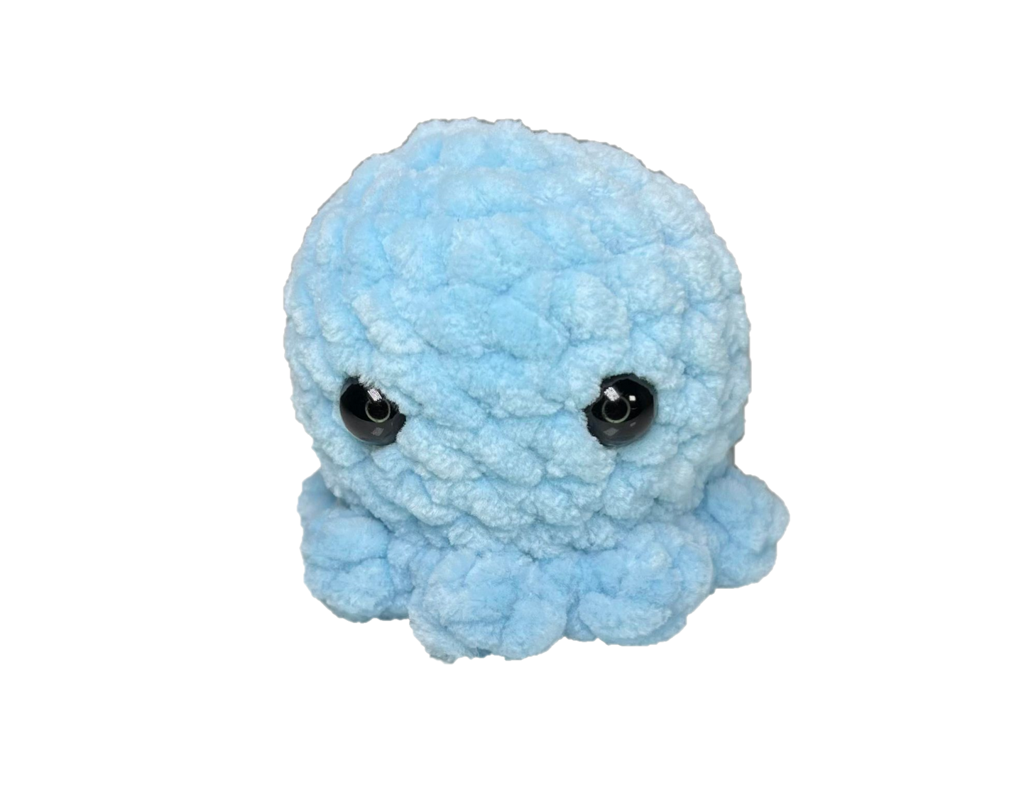 Blue crochet octopus keychain.