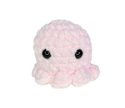 Pink crochet octopus keychain.