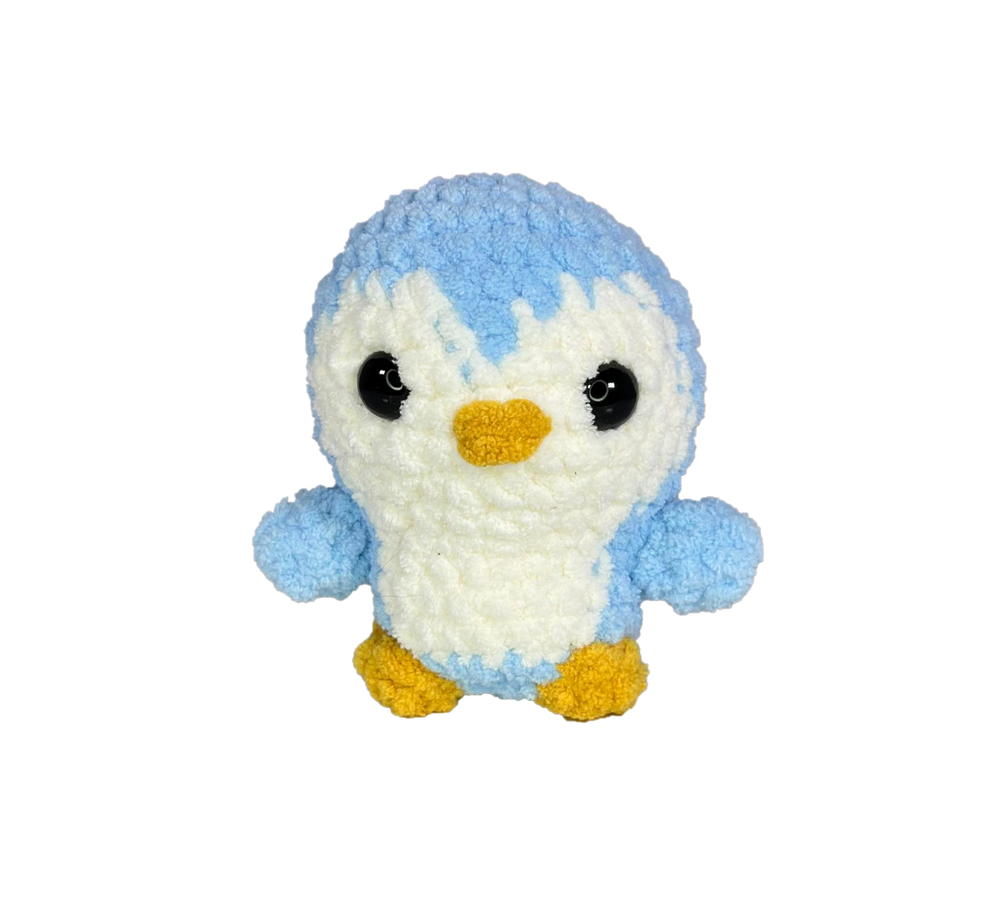 Blue crochet penguin.